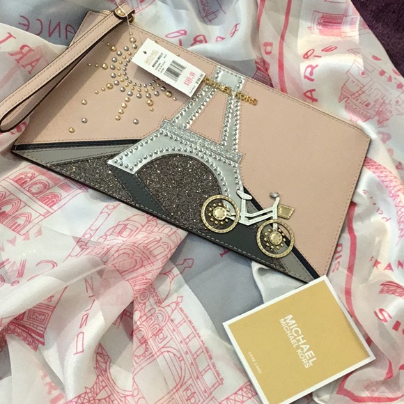 NWT Michael Kors Jet Set EFFIE TOWERS Nouveau Novelty Leather Large Wrislet - Picture 14 of 16